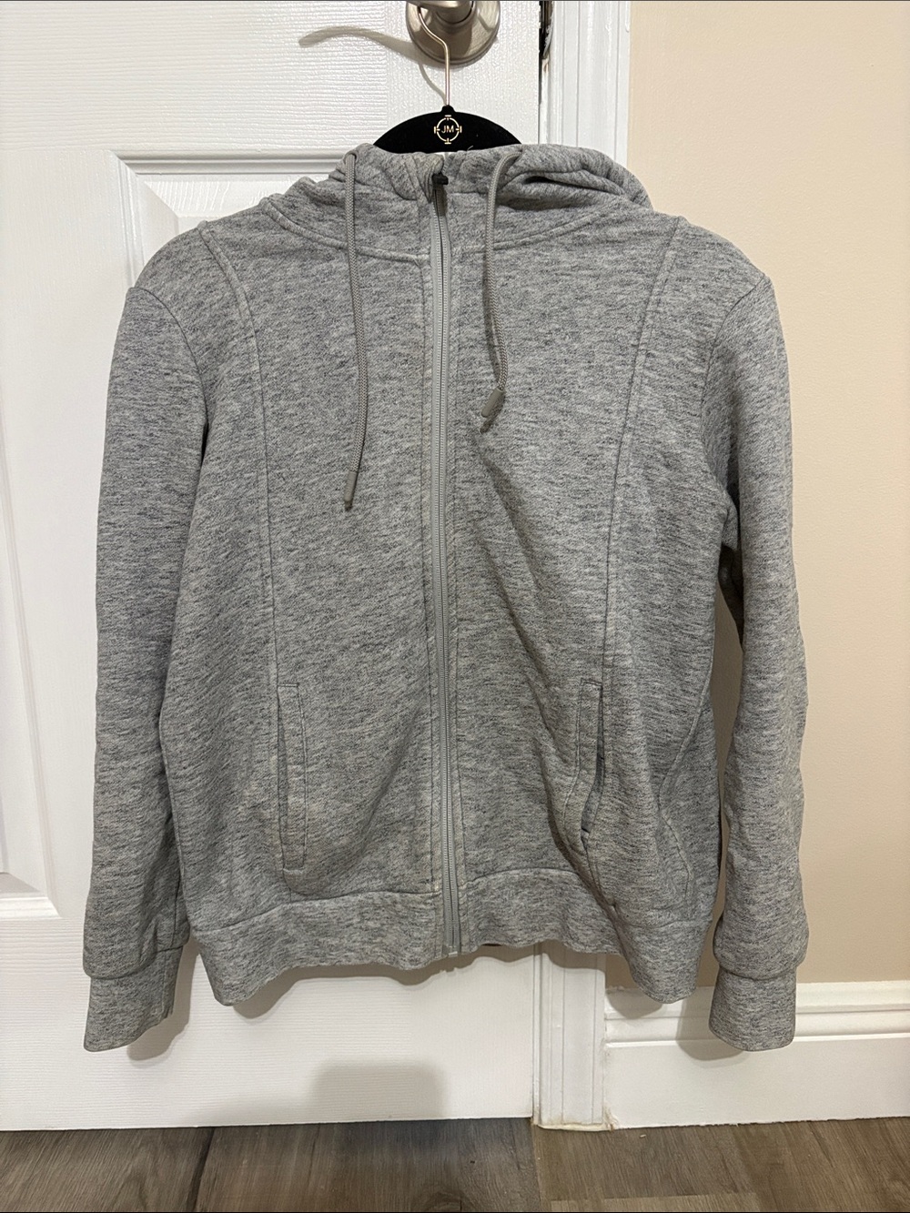 Figs Heather Light Gray Zip-Up Hoodie